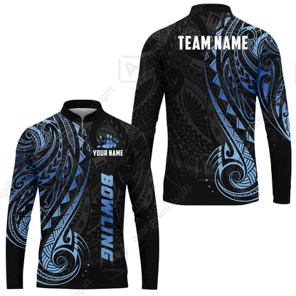 Custom Bowling Jersey Polo Shirt, Polynesian Maori Tribal Tattoo Bowling, Custom Bowling Jersey Team Shirt For Players With Name and Team Name