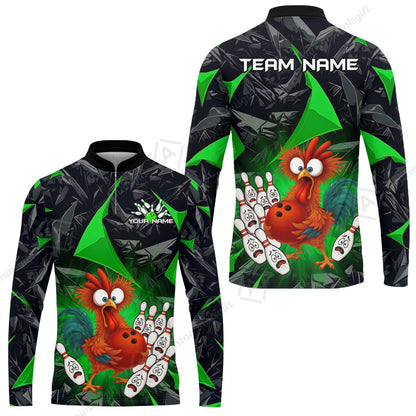 Custom Bowling Jersey Polo Shirt, Crazy Chicken Bowling Custom Bowling Jersey Team Shirt For Players With Name & Team Name