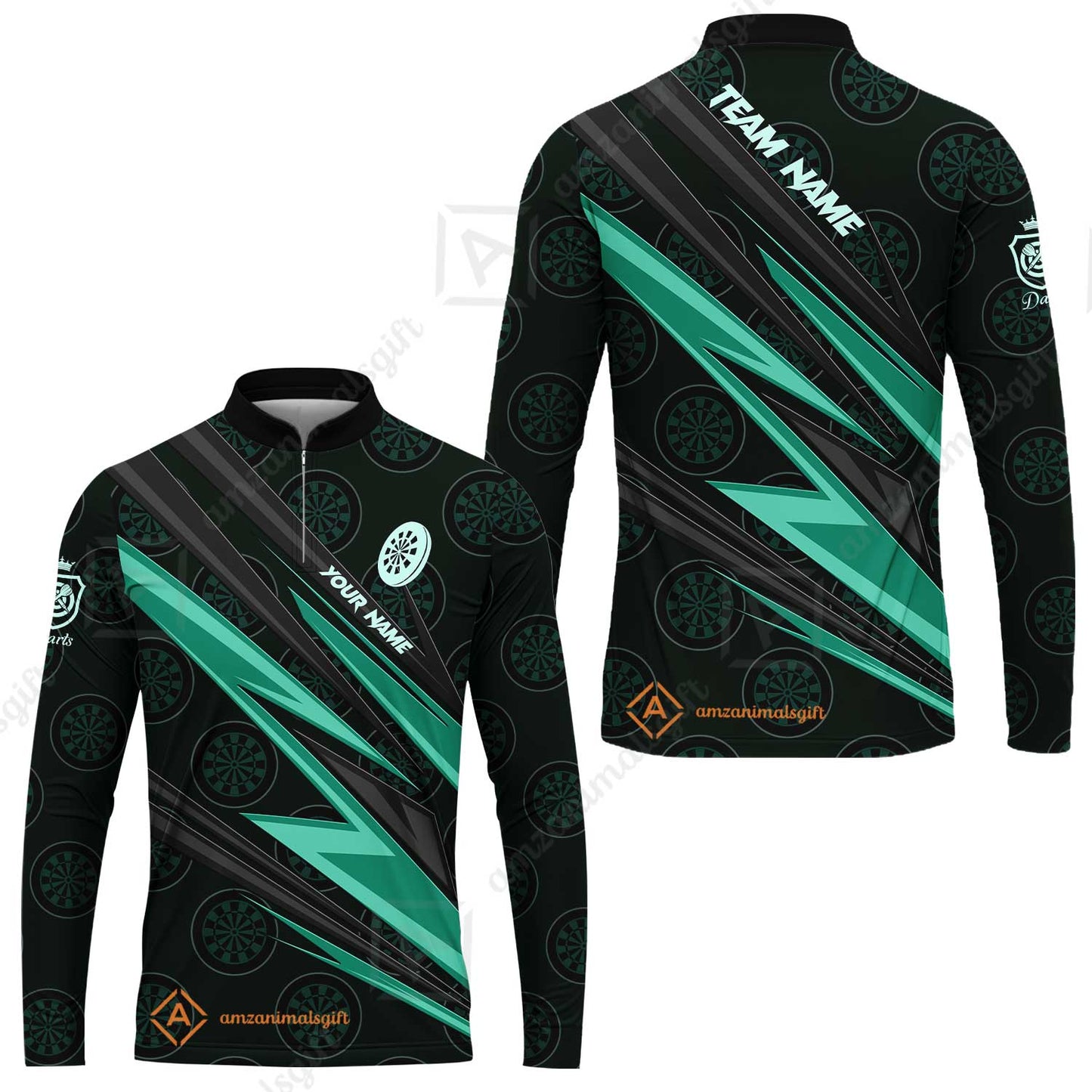 Custom Turquoise Dartboard Pattern Darts Men Polo Shirt Team,  Custom Darts Team Jerseys Uniform, Personalized Name And Team Name Shirts