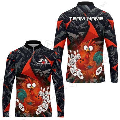 Custom Bowling Jersey Polo Shirt, Crazy Chicken Bowling Custom Bowling Jersey Team Shirt For Players With Name & Team Name