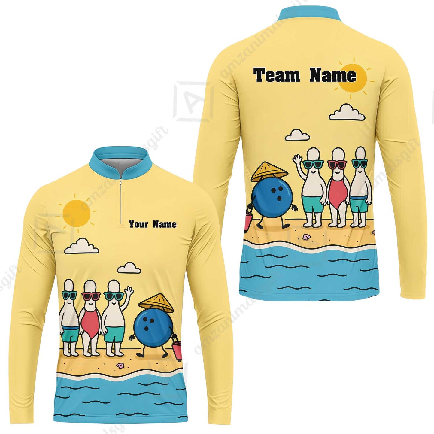 Custom Bowling Jersey Polo Shirt, Funny Summer Beach Holiday Pins, Custom Bowling Jersey Team Shirt For Players With Name and Team Name