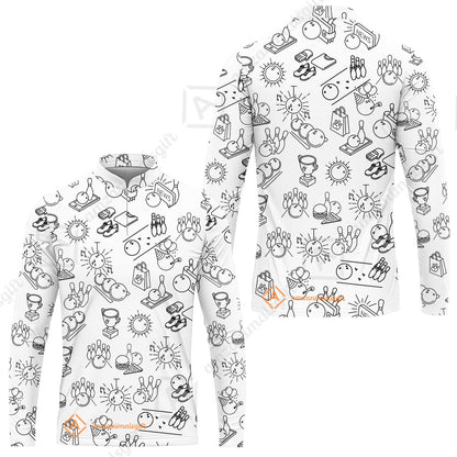 Bowling Men Polo Shirt, Bowling Icon Pattern Polo Shirt For Men, Perfect Gift For Bowling Lovers