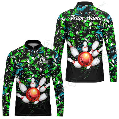 Custom Bowling Jersey Polo Shirt, Tropical Floral Bowling, Custom Bowling Jersey Team Shirt For Players With Name & Team Name