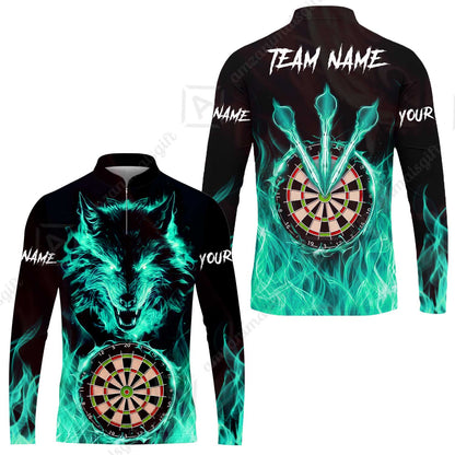 Custom Darts Jersey Polo Shirt, Dartboard Fierce Wolf Design, Uniform Dart - Personalized Name And Team Name
