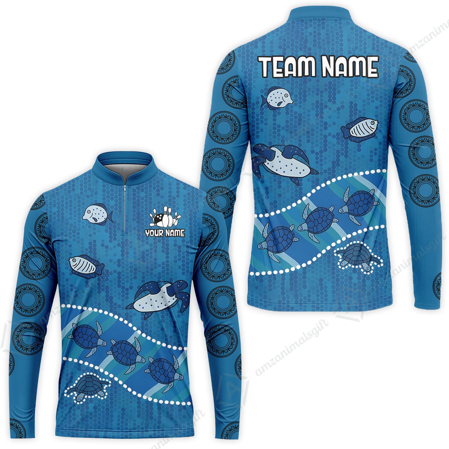 Custom Bowling Jersey Polo Shirt, Sea Turtle Bowling, Custom Bowling Jersey Team Shirt For Players With Name & Team Name