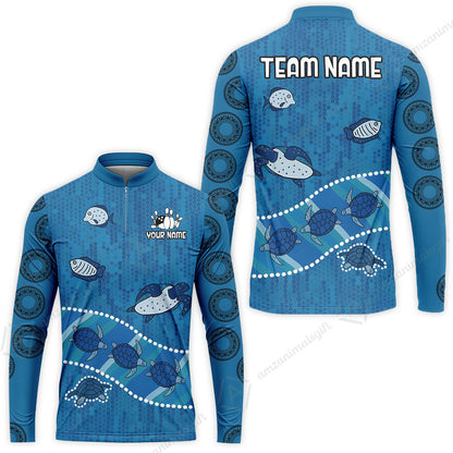 Custom Bowling Jersey Polo Shirt, Sea Turtle Bowling, Custom Bowling Jersey Team Shirt For Players With Name & Team Name