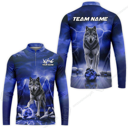 Custom Bowling Jersey Polo Shirt, Electric Wolf Bowling Custom Bowling Jersey Team Shirt For Players With Name & Team Name