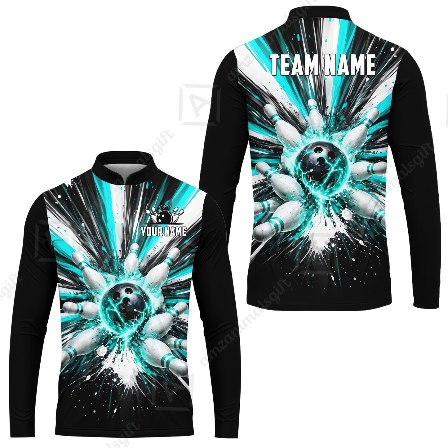 Custom Bowling Jersey Polo Shirt, Electric Burst Explosion, Custom Bowling Jersey Team Shirt For Players With Name and Team Name