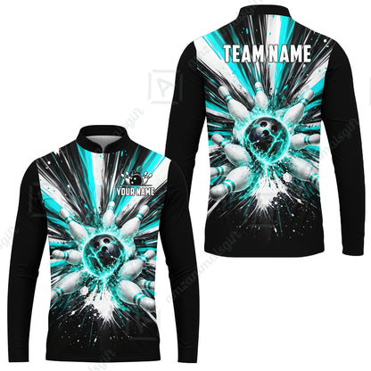 Custom Bowling Jersey Polo Shirt, Electric Burst Explosion, Custom Bowling Jersey Team Shirt For Players With Name and Team Name