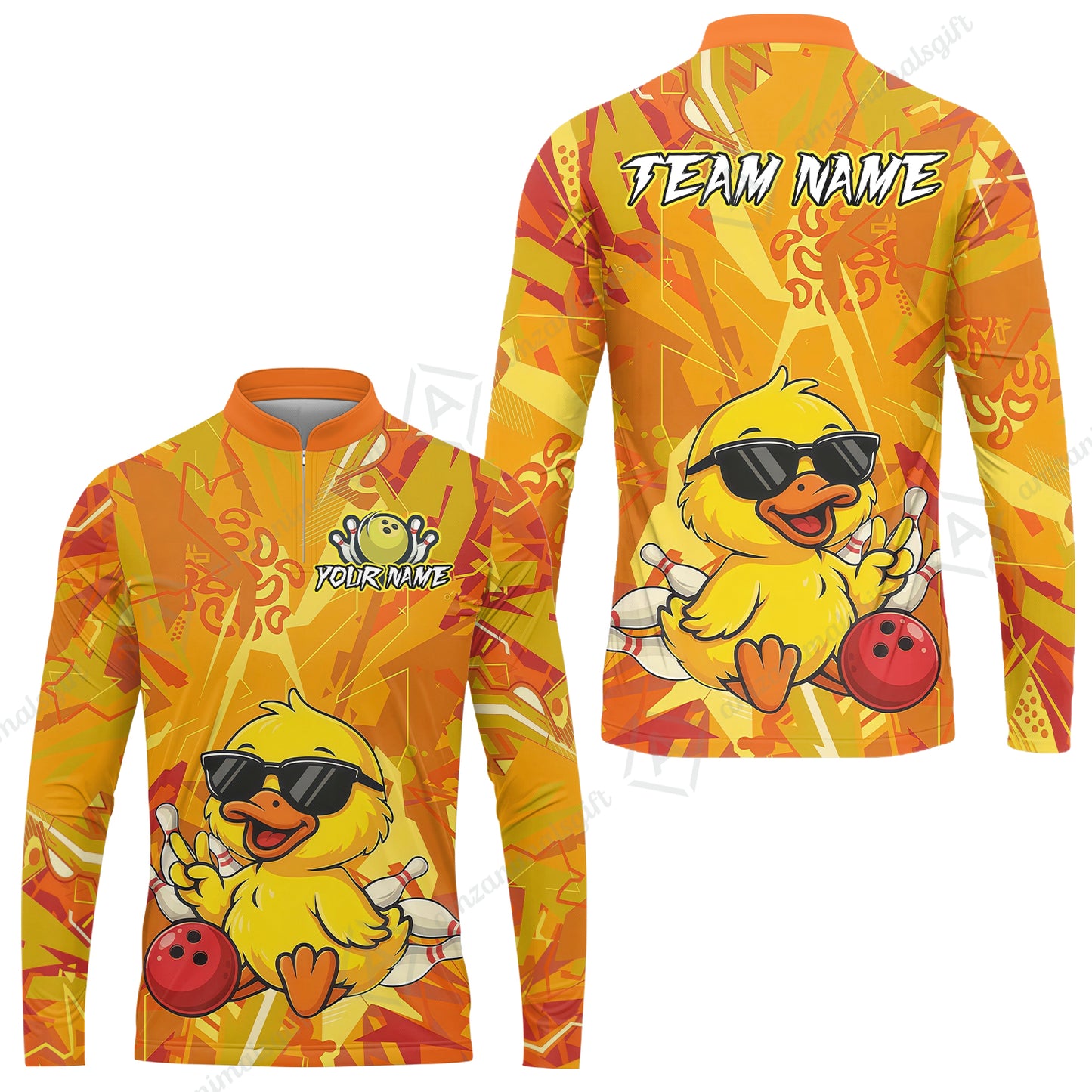 Custom Bowling Jersey Polo Shirt, Duck Strike Energy Bowling, Custom Bowling Jersey Team Shirt For Players With Name & Team Name