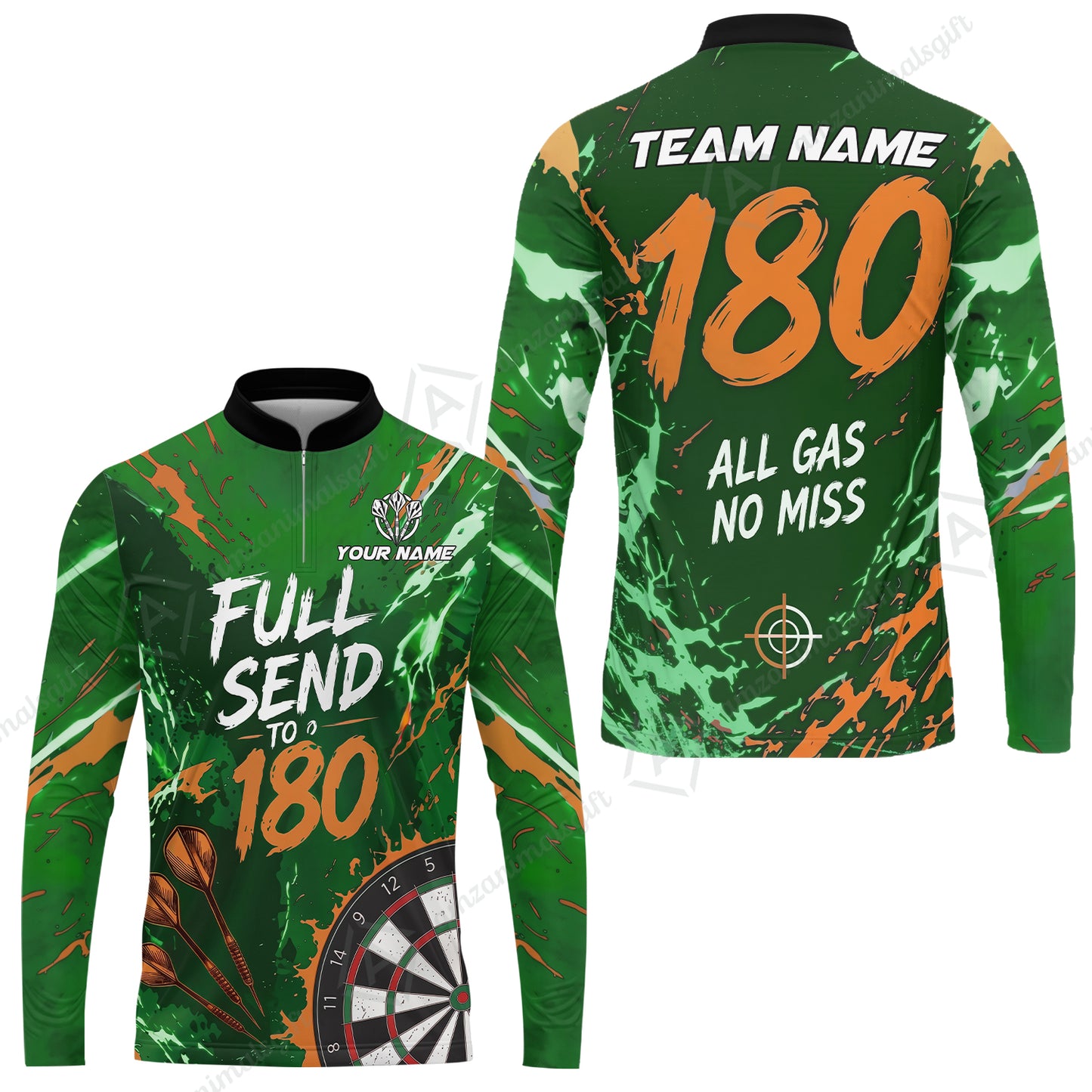 Customized Darts Team Jersey, Full Send To 180, All Gas No Miss, Personalized Polo Shirt For Players With Name & Team Name