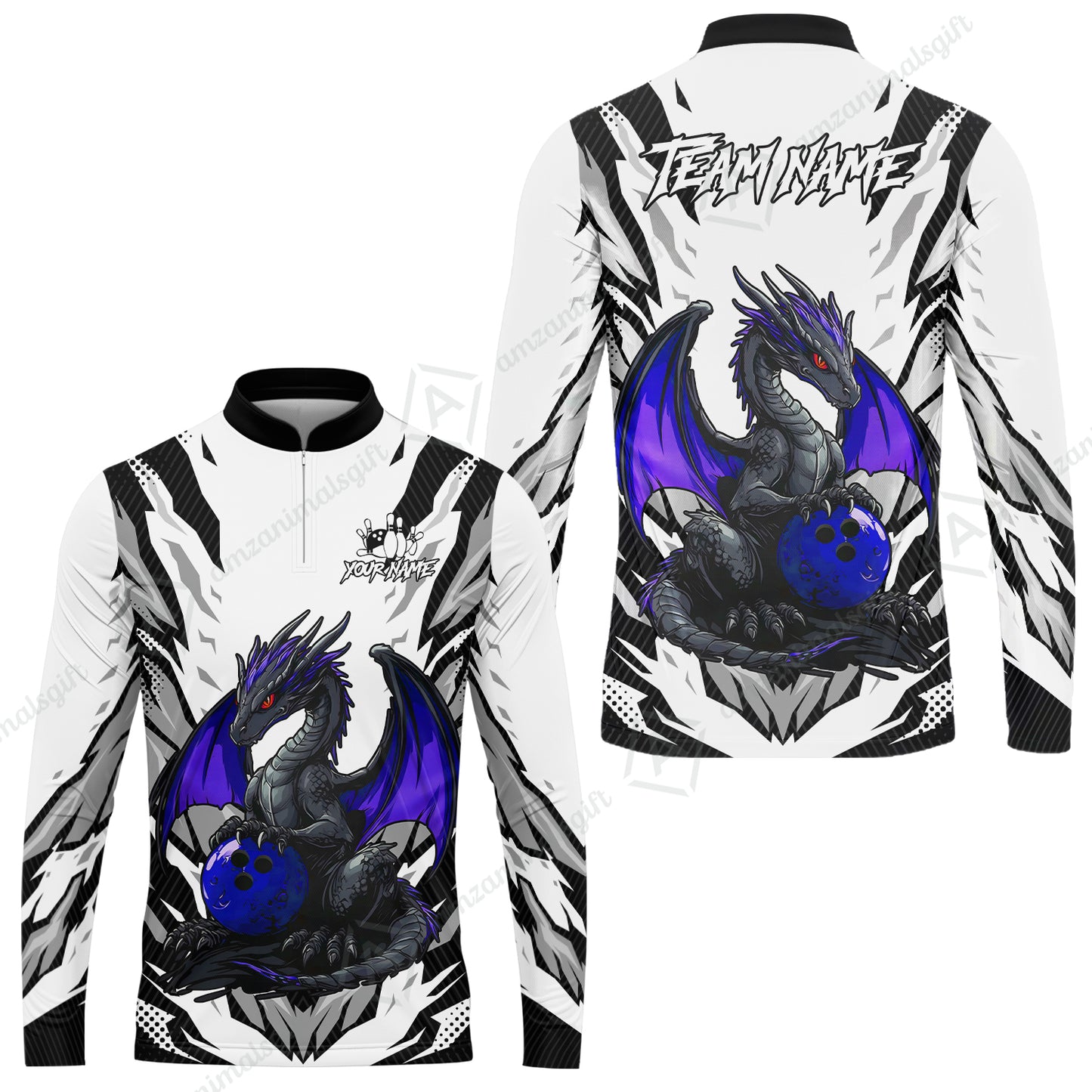 Custom Bowling Jersey Polo Shirt, Dragon Lover Custom Bowling Jersey Team Shirt For Players With Name & Team Name