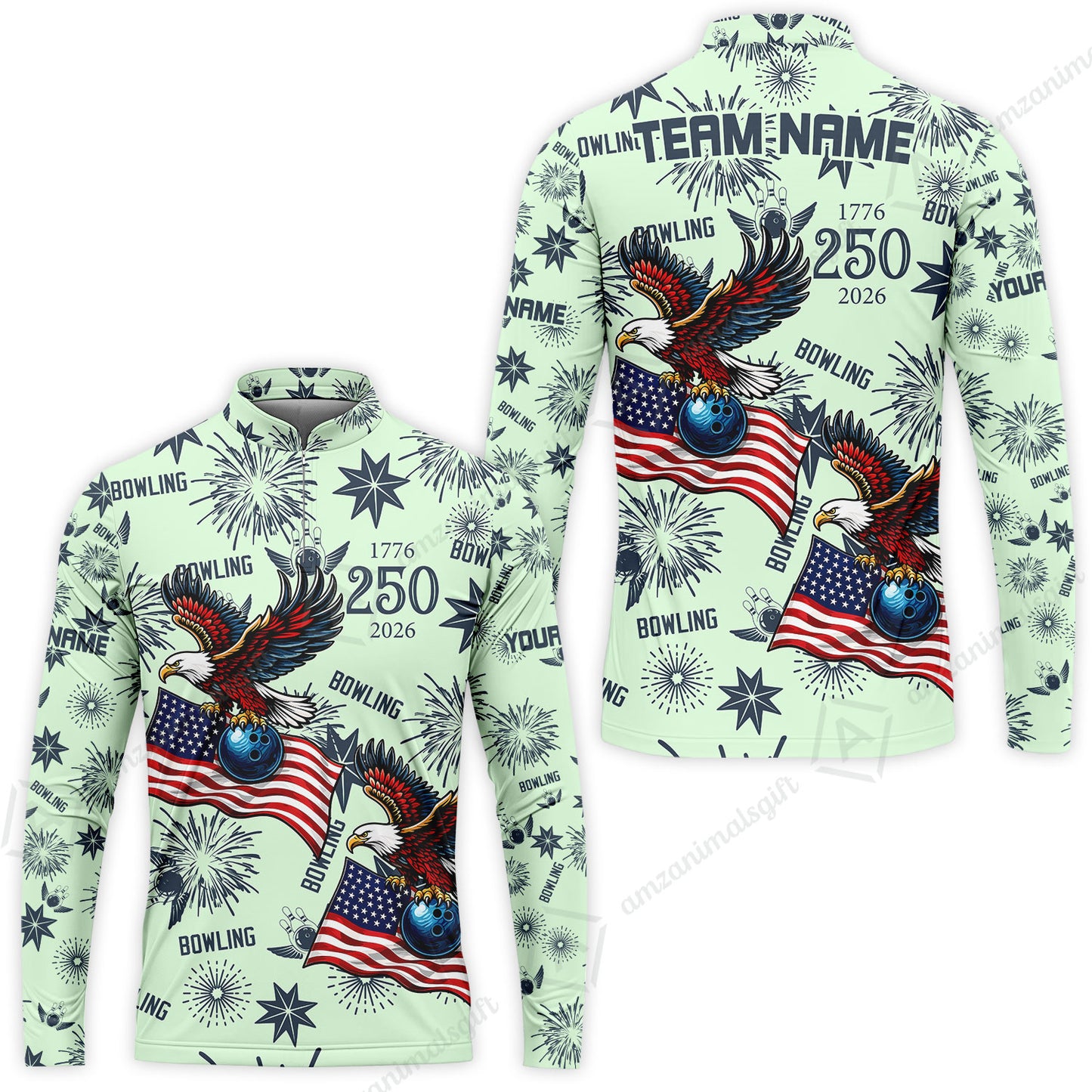 Custom Bowling Jersey Polo Shirt, USA 250 Years of Independence Bowling, Custom Bowling Jersey Team Shirt For Players With Name and Team Name