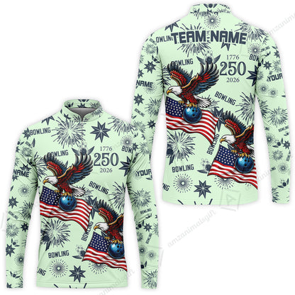 Custom Bowling Jersey Polo Shirt, USA 250 Years of Independence Bowling, Custom Bowling Jersey Team Shirt For Players With Name and Team Name
