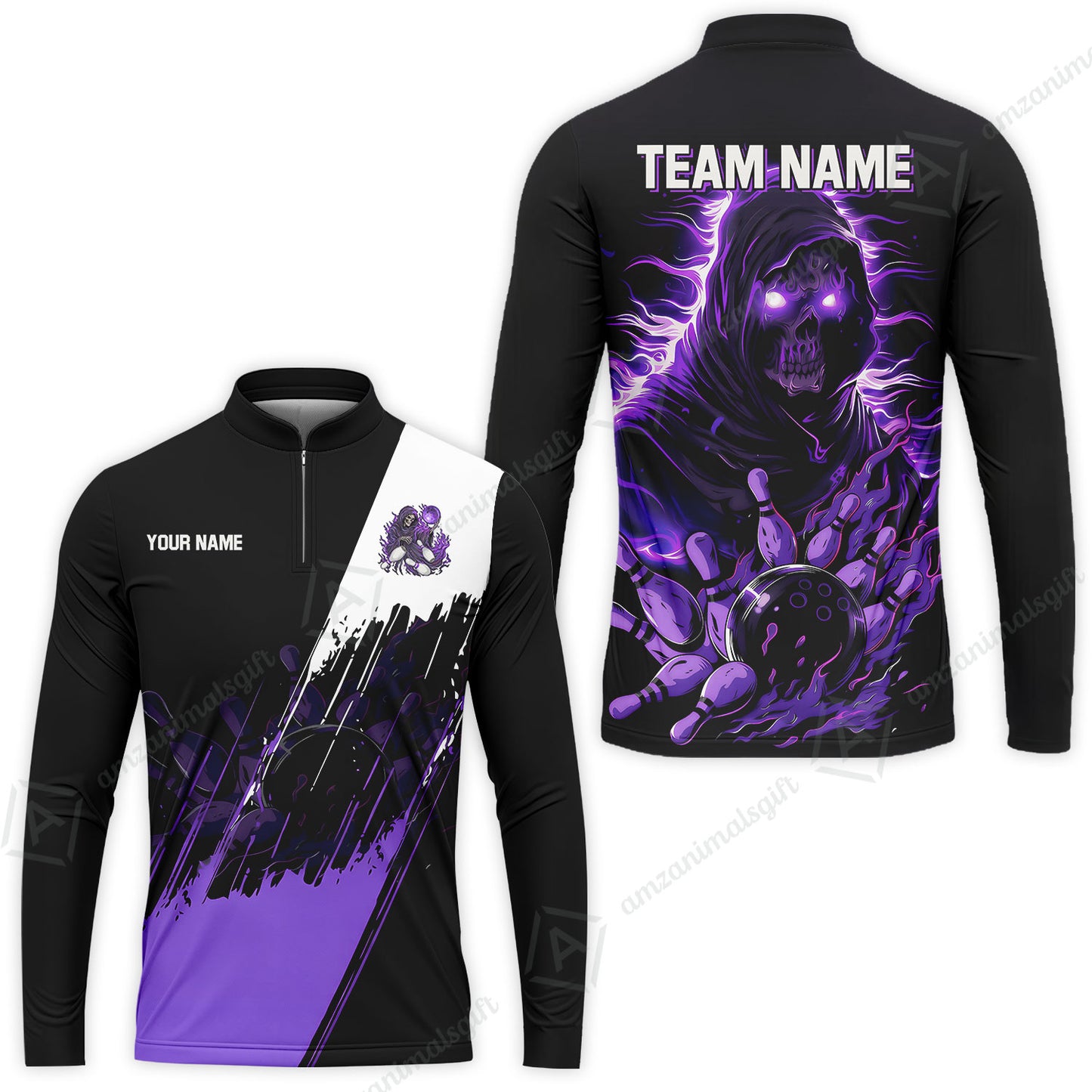 Custom Bowling Jersey Polo Shirt, Glow Reaper Bowling Custom Bowling Jersey Team Shirt For Players With Name & Team Name