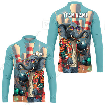 Custom Bowling Jersey Polo Shirt, Cool Elephant Bowling, Custom Bowling Jersey Team Shirt For Players With Name and Team Name
