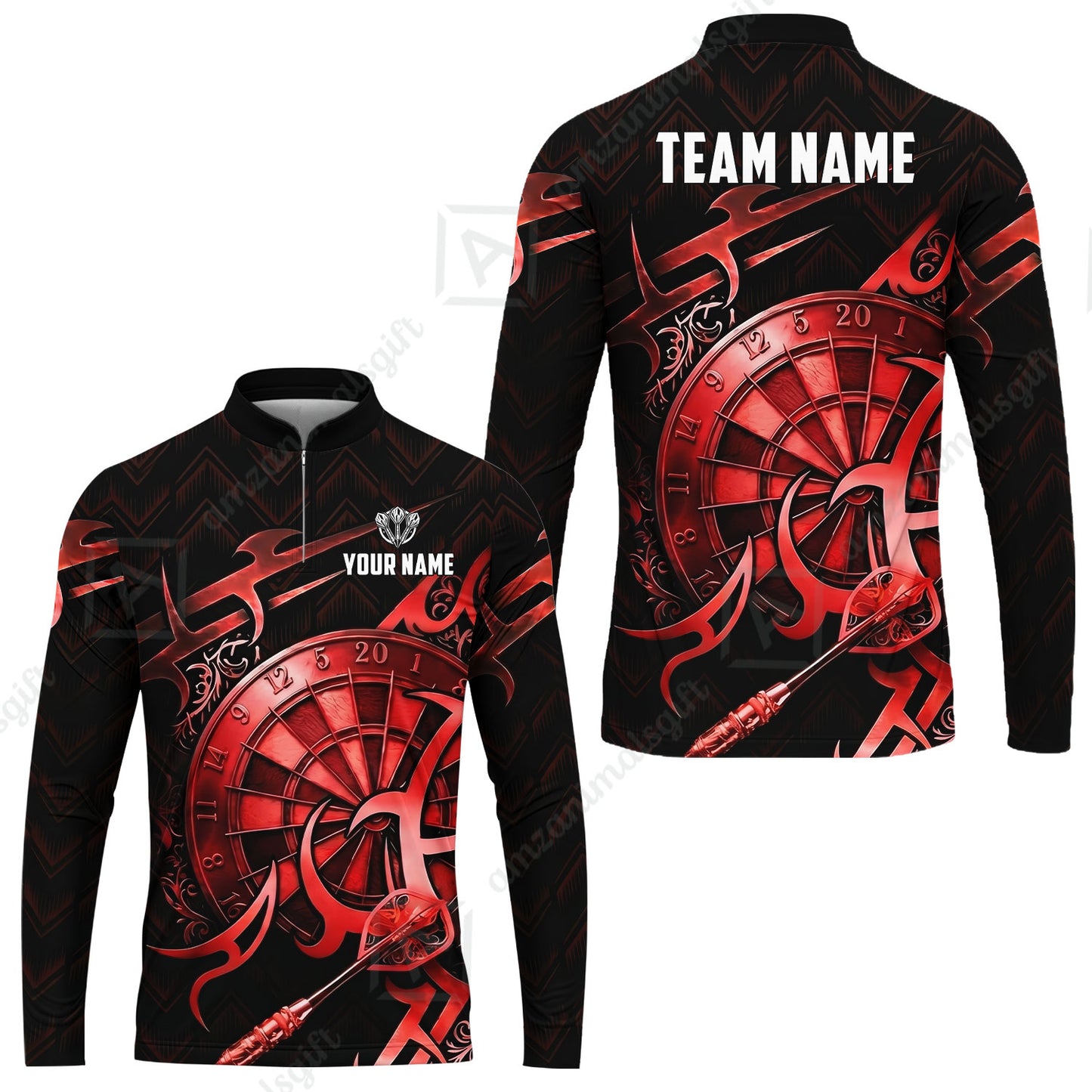 Custom Darts Jersey Polo Shirt, Tribal Darts & Mechanical Inferno, Custom Dart Jersey Team Shirt For Players With Name & Team Name
