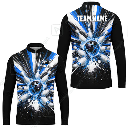 Custom Bowling Jersey Polo Shirt, Electric Burst Explosion, Custom Bowling Jersey Team Shirt For Players With Name and Team Name
