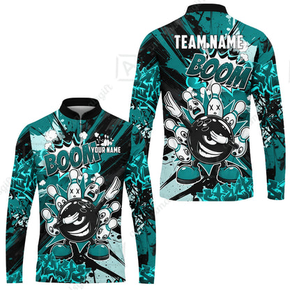 Custom Bowling Jersey Polo Shirt, Dabbing Cartoon Monster, Custom Bowling Jersey Team Shirt For Players With Name & Team Name