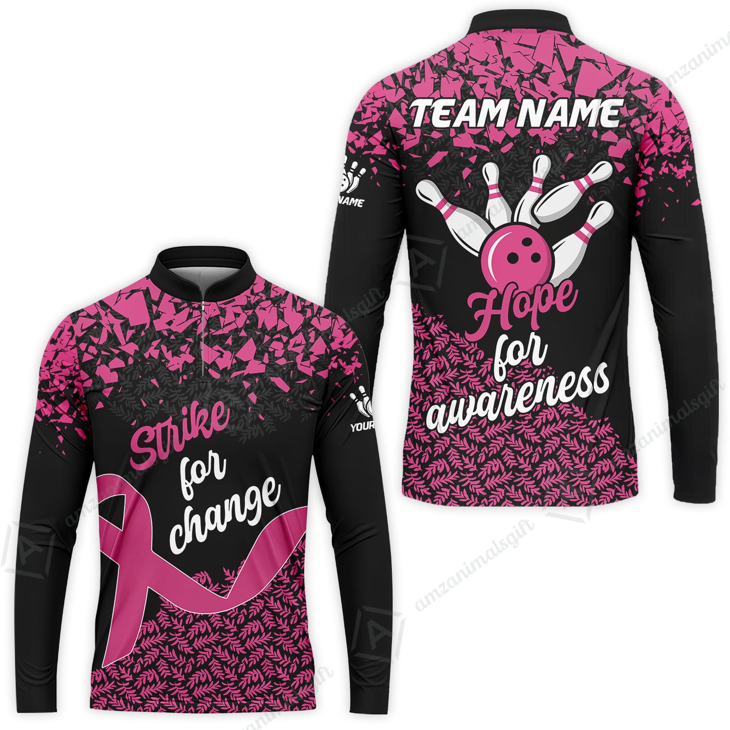 Custom Bowling Jersey Uniform Shirt, Bowling Strike For Change Team Shirt For Players With Name & Team Name