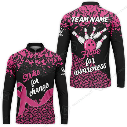 Custom Bowling Jersey Uniform Shirt, Bowling Strike For Change Team Shirt For Players With Name & Team Name