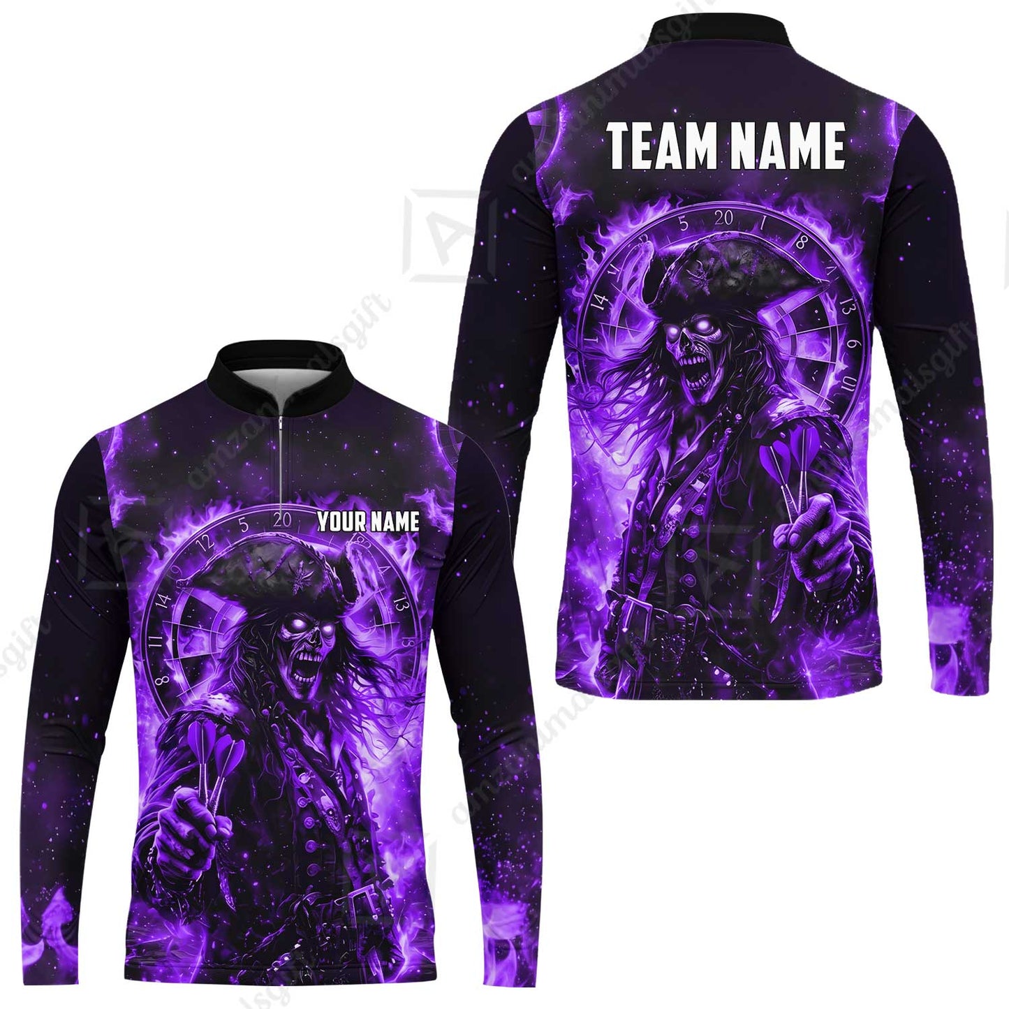 Custom Darts Jersey Polo Shirt, Ghost Pirate, Custom Dart Jersey Team Shirt For Players With Name & Team Name