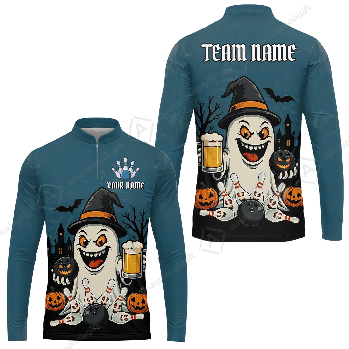 Custom Bowling Jersey Polo Shirt, Bowling Halloween Witch, Custom Bowling Jersey Team Shirt For Players With Name & Team Name