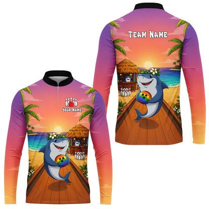 Custom Bowling Jersey Polo Shirt, Shark Strike, Custom Bowling Jersey Team Shirt For Players With Name and Team Name