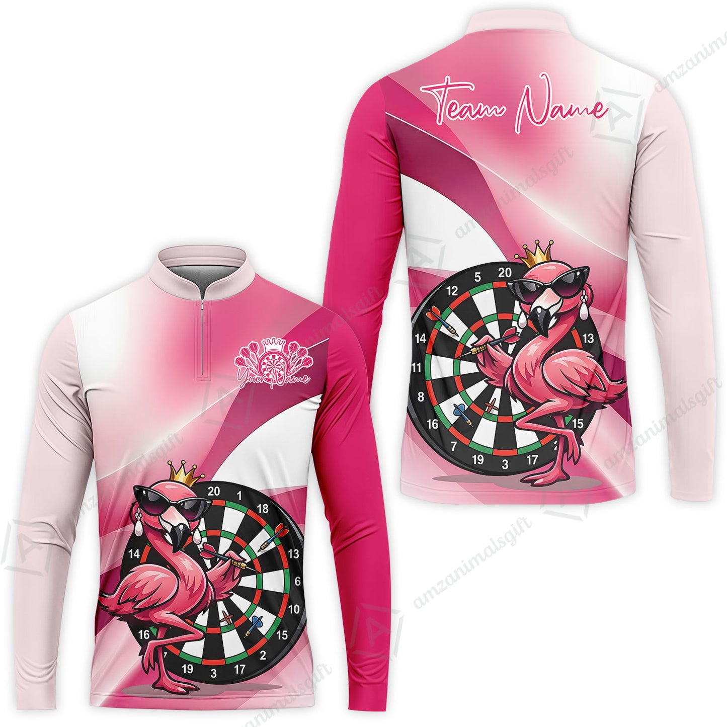 Custom Darts Women Polo Shirt, Queen Flamingo Darts, Custom Dart Polo Team Shirt For Players With Name & Team Name