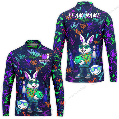 Custom Hip Hop Rabbit Bowling Jersey Polo Shirt, Custom Hip Hop Rabbit Bowling Jersey Team Shirt For Players With Name & Team Name