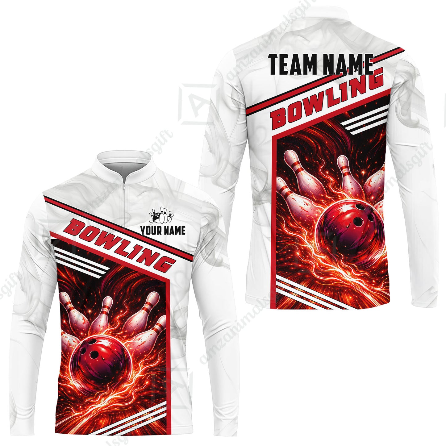 Custom Bowling Jersey Polo Shirt, Retro Racing & Fire Strike, Custom Bowling Jersey Team Shirt For Players With Name & Team Name