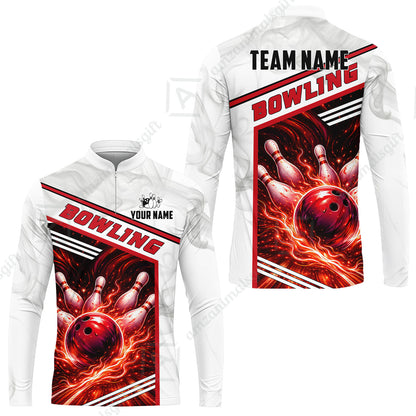 Custom Bowling Jersey Polo Shirt, Retro Racing & Fire Strike, Custom Bowling Jersey Team Shirt For Players With Name & Team Name