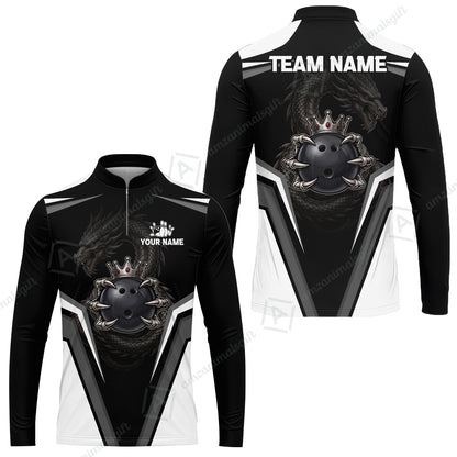 Custom Bowling Jersey Polo Shirt, Gothic Dark Dragon Royal Crown, Custom Bowling Jersey Team Shirt For Players With Name and Team Name