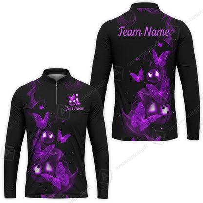 Custom Bowling Jersey Polo Shirt, Butterfly Bowling Smoke, Custom Bowling Jersey Team Shirt For Players With Name & Team Name