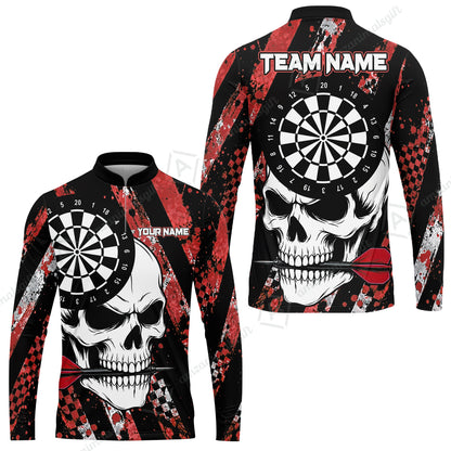 Custom Darts Jersey Polo Shirt, Skull Bites Dart, Custom Dart Jersey Team Shirt For Players With Name & Team Name