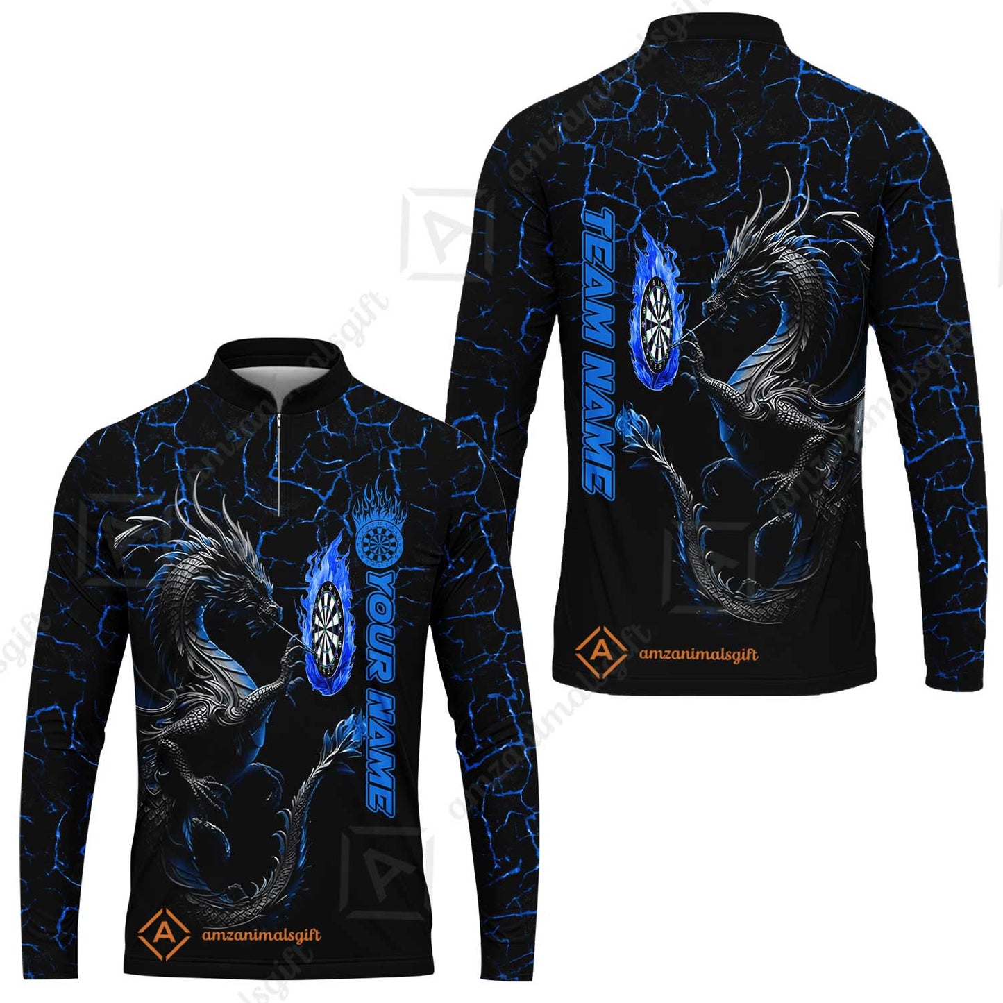 Custom Blue Big Dragon Darts Unisex Polo Team Shirts, Custom Team League Darts Jersey Polo , Custom Darts Team Jerseys Uniform