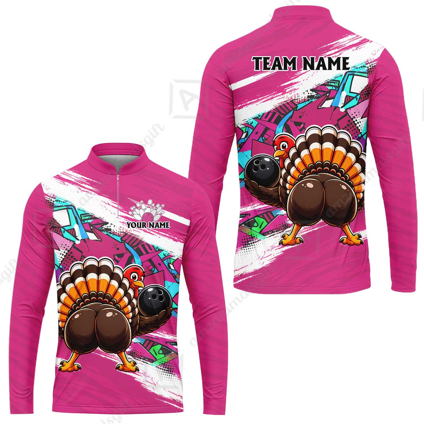 Custom Bowling Jersey Polo Shirt, Turkey Bowling, Personalized Name And Team Name