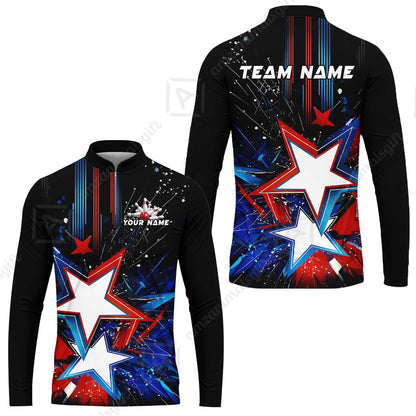 Custom Abstract Patriotic Bowling Jersey Polo Shirt, Custom Abstract Patriotic Bowling Jersey Team Shirt For Players With Name & Team Name