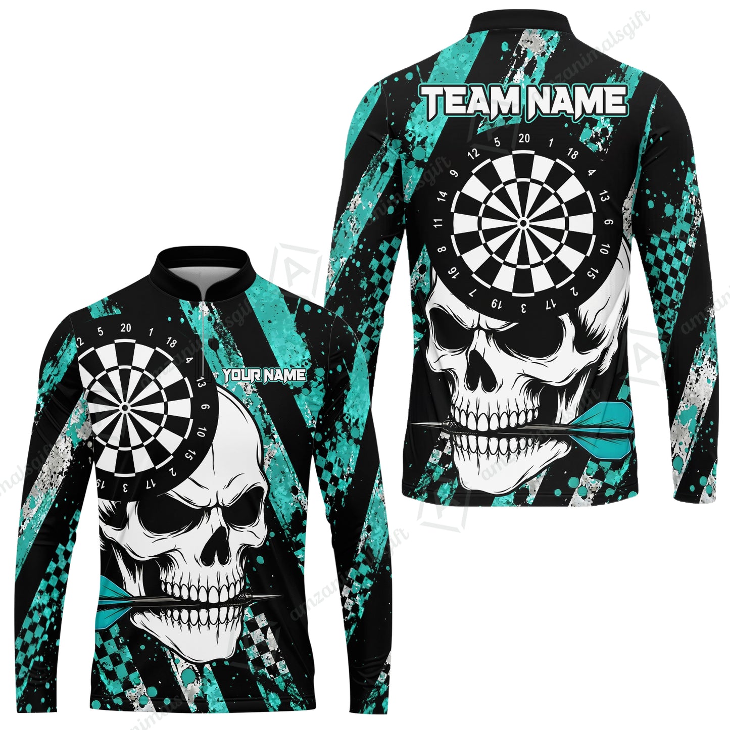 Custom Darts Jersey Polo Shirt, Skull Bites Dart, Custom Dart Jersey Team Shirt For Players With Name & Team Name