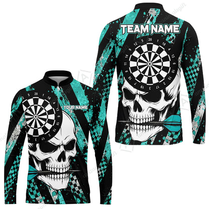 Custom Darts Jersey Polo Shirt, Skull Bites Dart, Custom Dart Jersey Team Shirt For Players With Name & Team Name