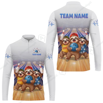 Custom Bowling Jersey Polo Shirt, Funny Sloth Squad Mascot, Custom Bowling Jersey Team Shirt For Players With Name and Team Name