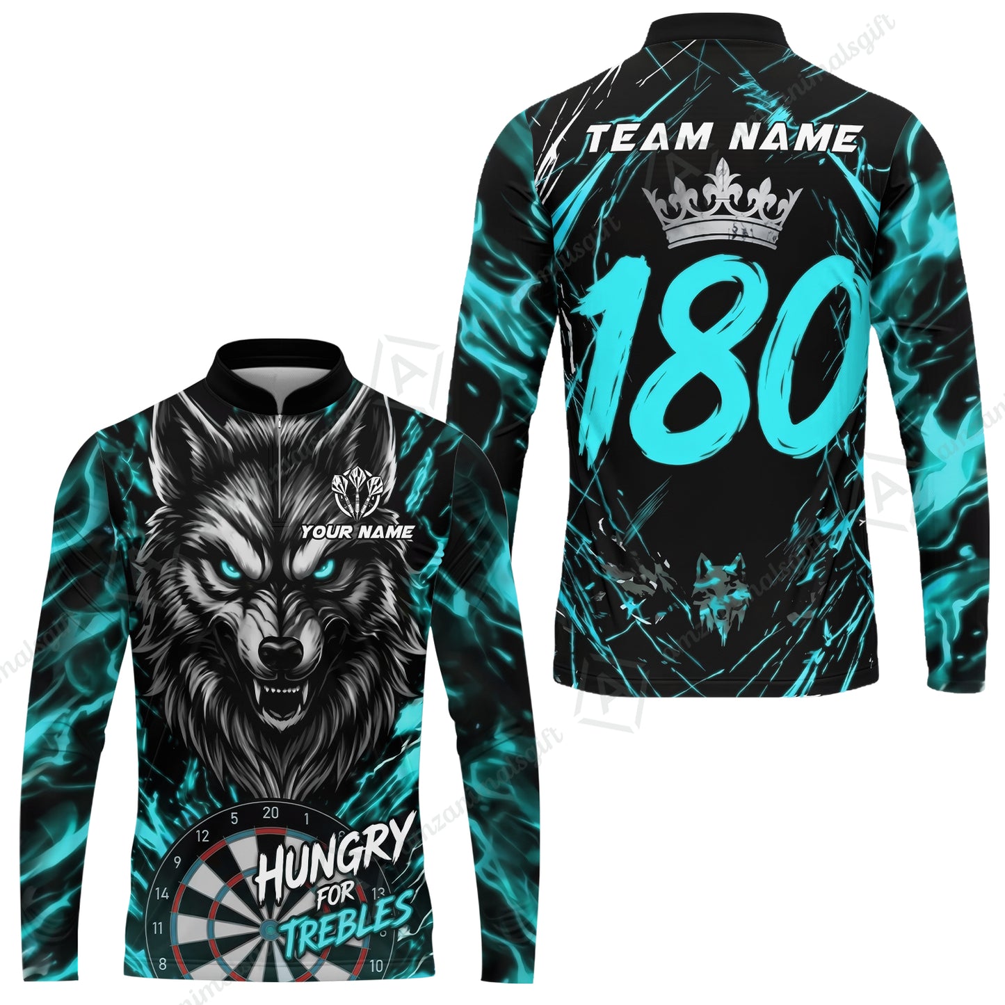 Custom Darts Jersey Polo Shirt, Wolf 180, Custom Dart Jersey Team Shirt For Players With Name & Team Name
