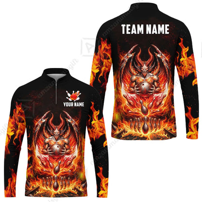 Custom Hellfire Bowling Jersey Polo Shirt, Custom Hellfire Bowling Jersey Team Shirt For Players With Name & Team Name
