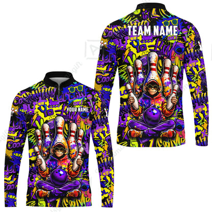 Custom Bowling Jersey Polo Shirt, Master Monkey Juggling, Custom Bowling Jersey Team Shirt For Players With Name & Team Name
