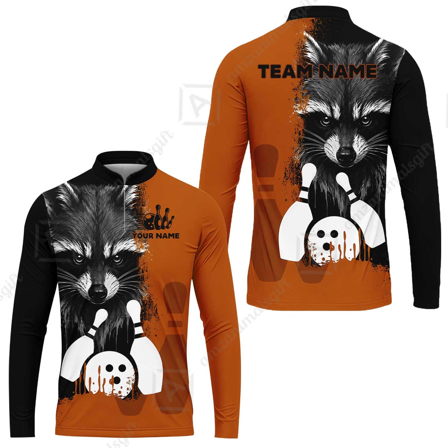 Custom Bowling Jersey Polo Shirt, Raccoon Bowling, Custom Bowling Jersey Team Shirt For Players With Name & Team Name