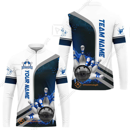 Custom Team Name Bowling Team Jersey - Custom Name Bowling Ball And Pins Water Personalized Bowling Polo Shirt - Uniform Shirt For Bowlers