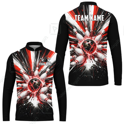 Custom Bowling Jersey Polo Shirt, Electric Burst Explosion, Custom Bowling Jersey Team Shirt For Players With Name and Team Name