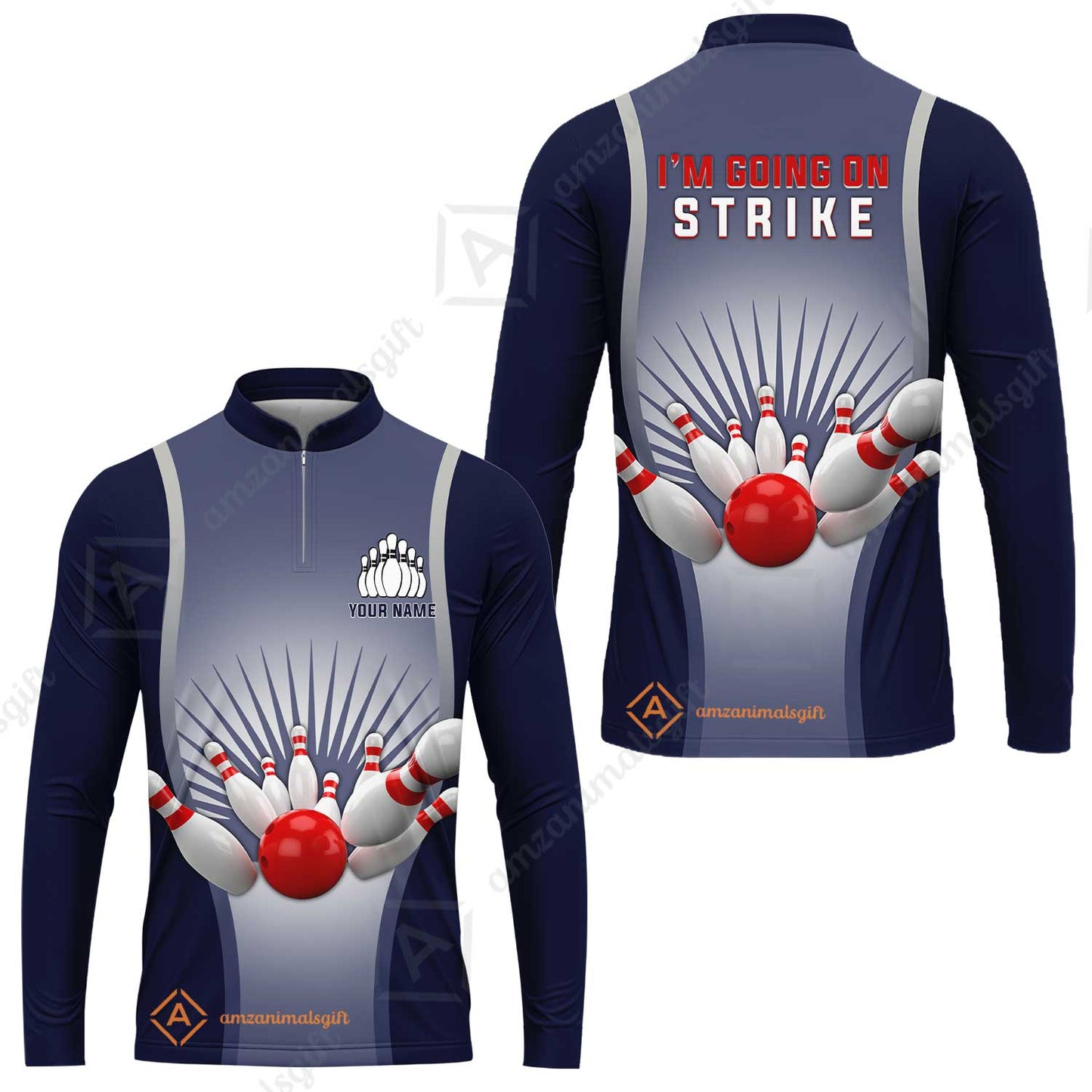 Bowling Long Sleeve Jersey Custom Name - Bowling I'm Going On Strike Personalized Long Sleeve Jersey - Gift For Friend, Family, Bowling Lovers