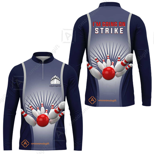 Bowling Long Sleeve Jersey Custom Name - Bowling I'm Going On Strike Personalized Long Sleeve Jersey - Gift For Friend, Family, Bowling Lovers