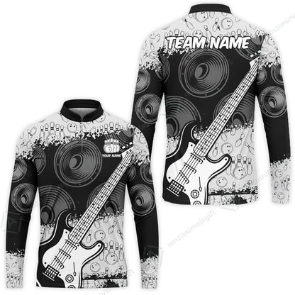 Customized Bowling Unisex Polo Shirt, Guitar Speaker Bowling, Bowling Uniform - Personalized Name Team Name For Bowlers